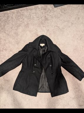 MICHAEL Michael Kors Black Double-Breasted Peacoat